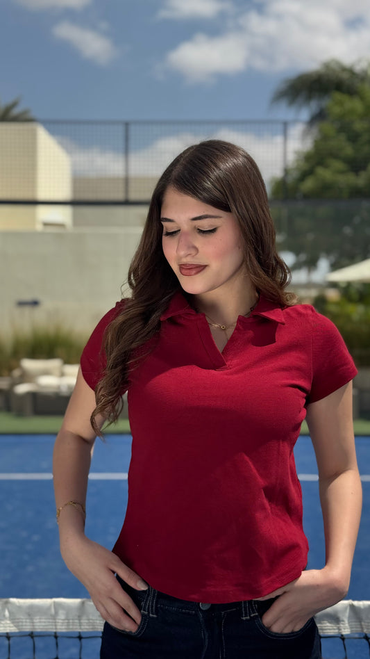 Burgundy Polo Tee