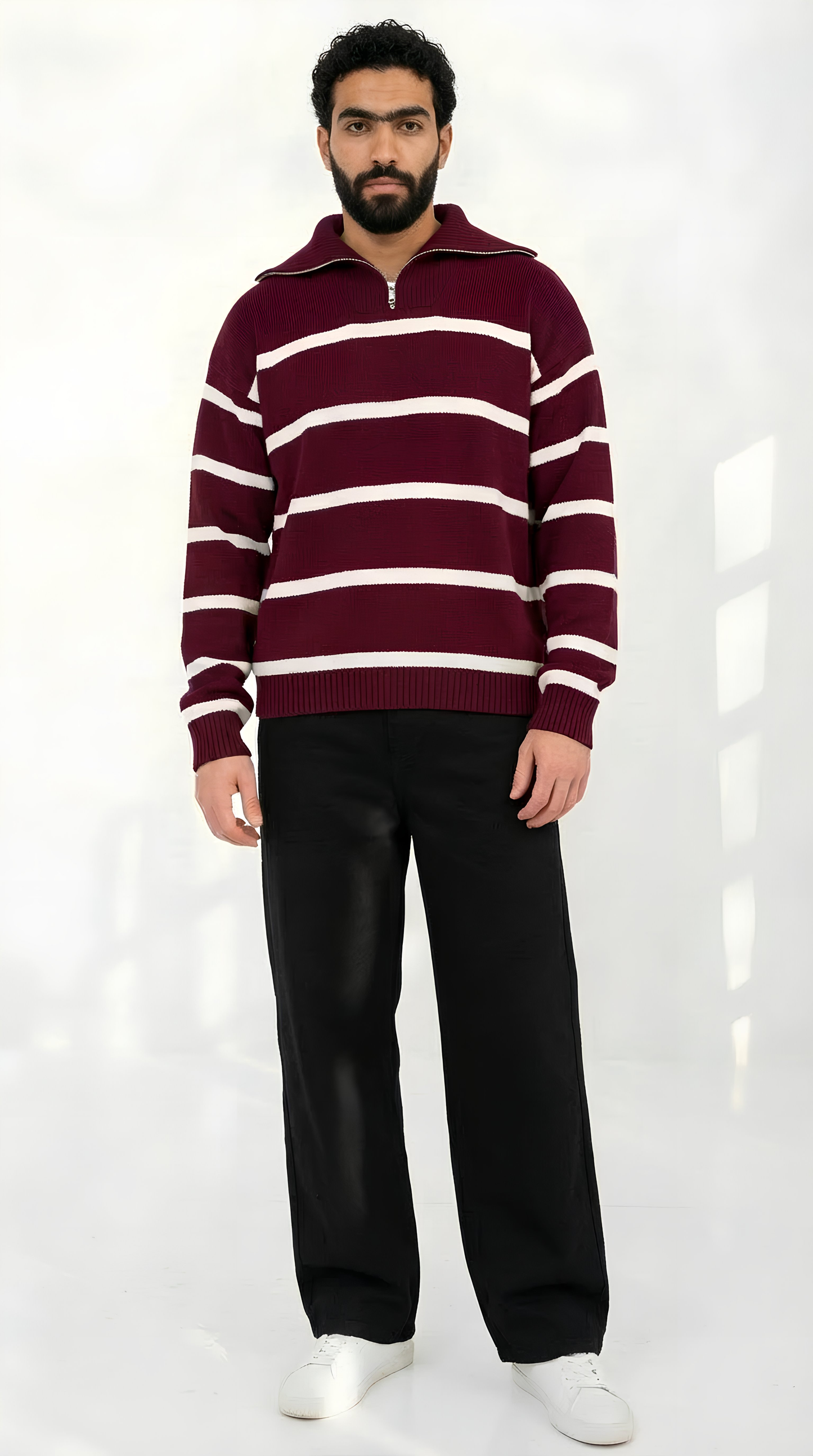 Burgundy x white Pullover