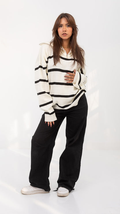 white x Black Pullover