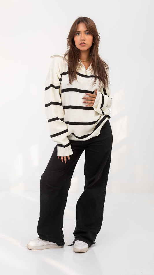 white x Black Pullover