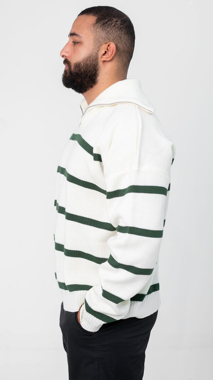 white x Green Pullover