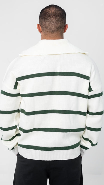 white x Green Pullover