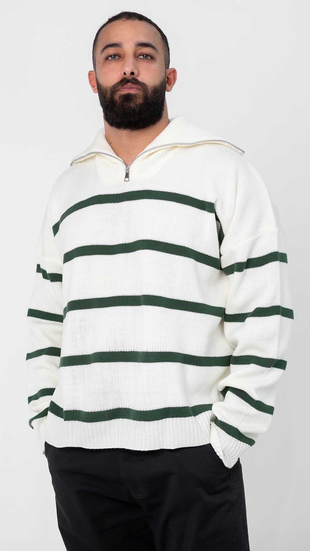 white x Green Pullover