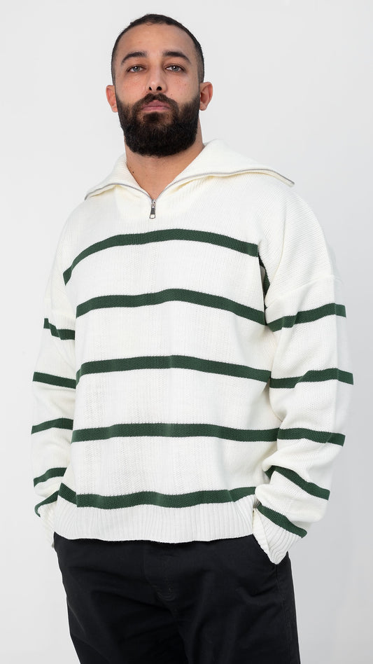 white x Green Pullover