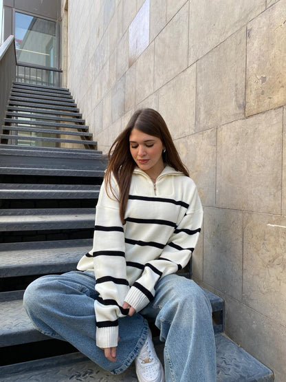 white x Black Pullover