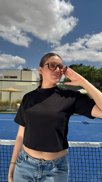 Black Cropped Boxy Tee