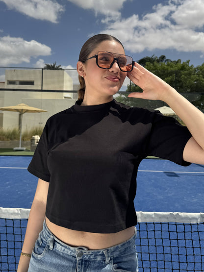 Black Cropped Boxy Tee