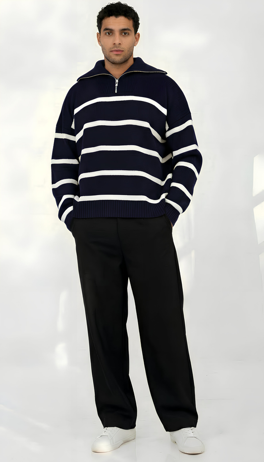 Navy Blue x white Pullover